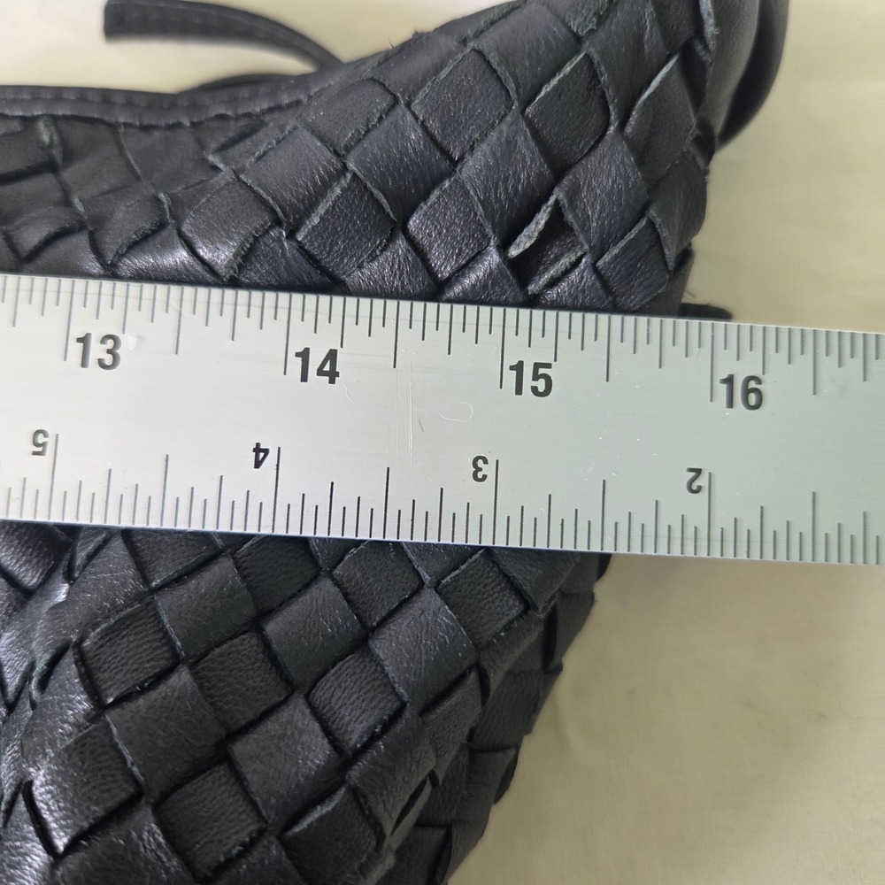 Giorgia Milani Black Woven Leather Hobo Bag Knotted Strap Made in Italy - Picture 3 of 6